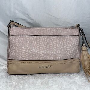 Pink/Tan Guess Purse With Side Tasle